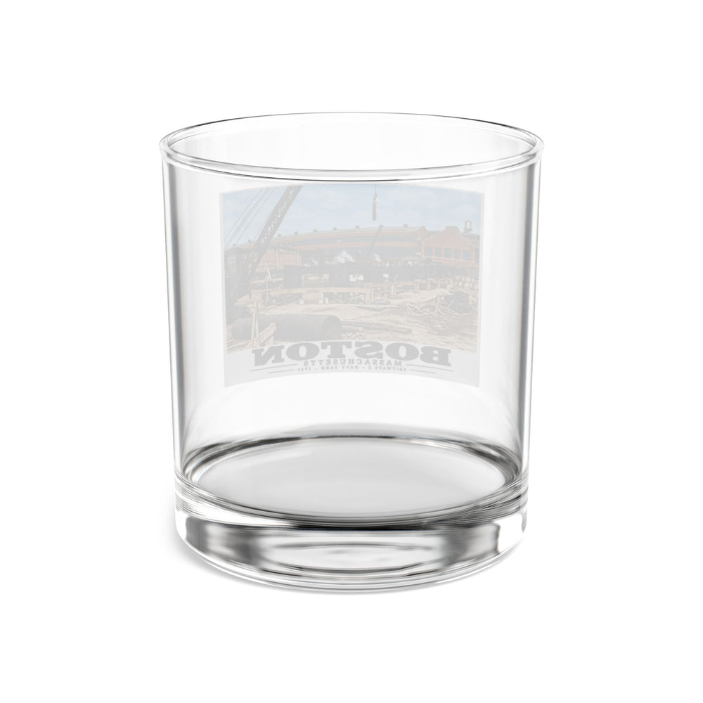 Shipways #2 Start of construction Completed 9/1941 10 oz Rocks Glass - Boston Harbor