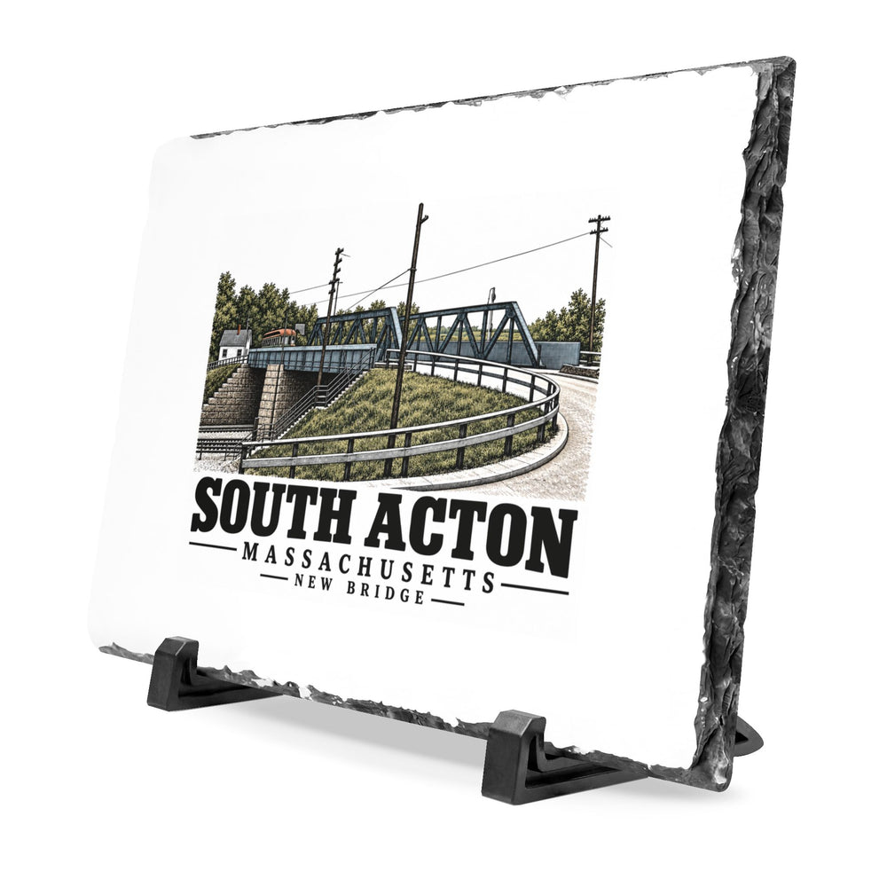 Illustrated New Bridge in Acton on slate desk plaque