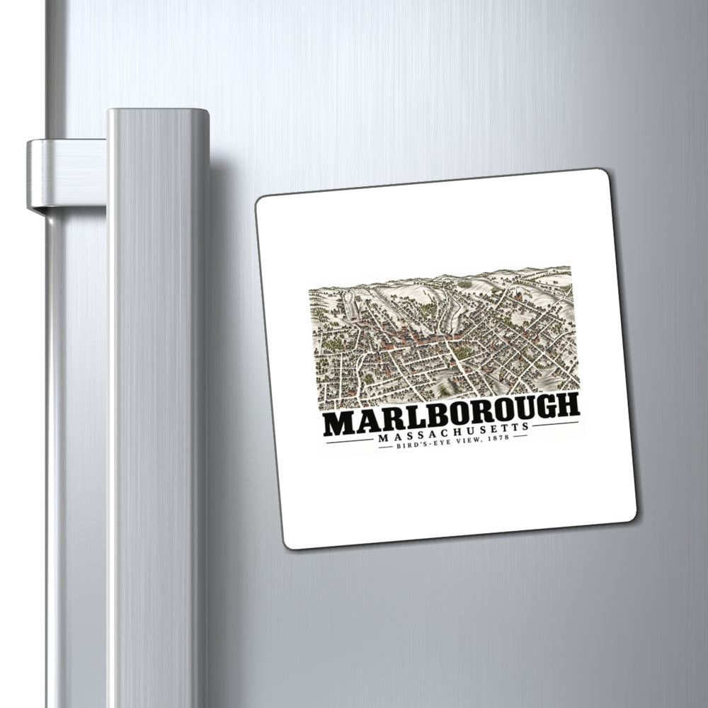 Illustrated Bird'S-Eye View, 1878 in Marlborough on square magnet