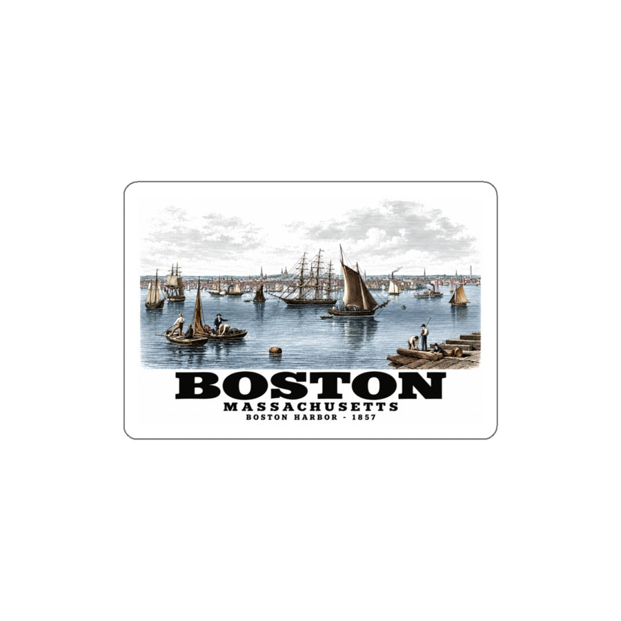Boston 4 in White Die-Cut Sticker - Boston Harbor
