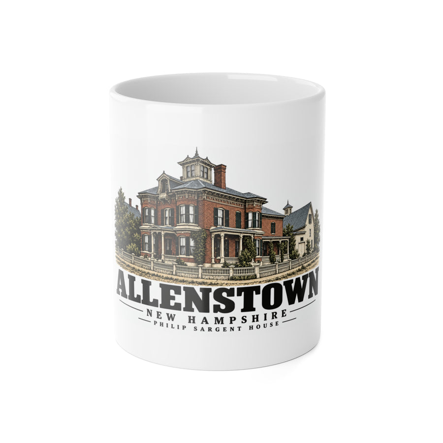 Allenstown Philip Sargent brick residence 11 oz White Ceramic Mug - Merrimack Valley Goods