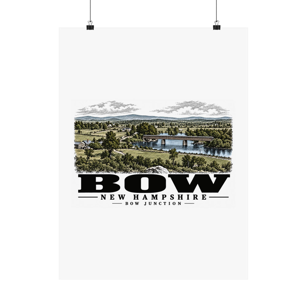 18 x 24 front of Bow Junction Covered Railroad Bridge matte poster, Bow, New Hampshire.
