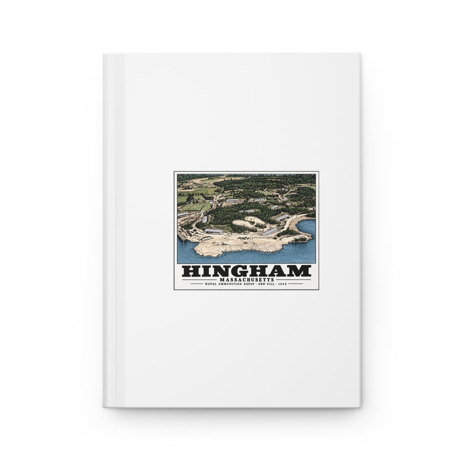 Construction progress New fill USNAD, Hingham, MA Matte Hardcover Journal - Boston Harbor