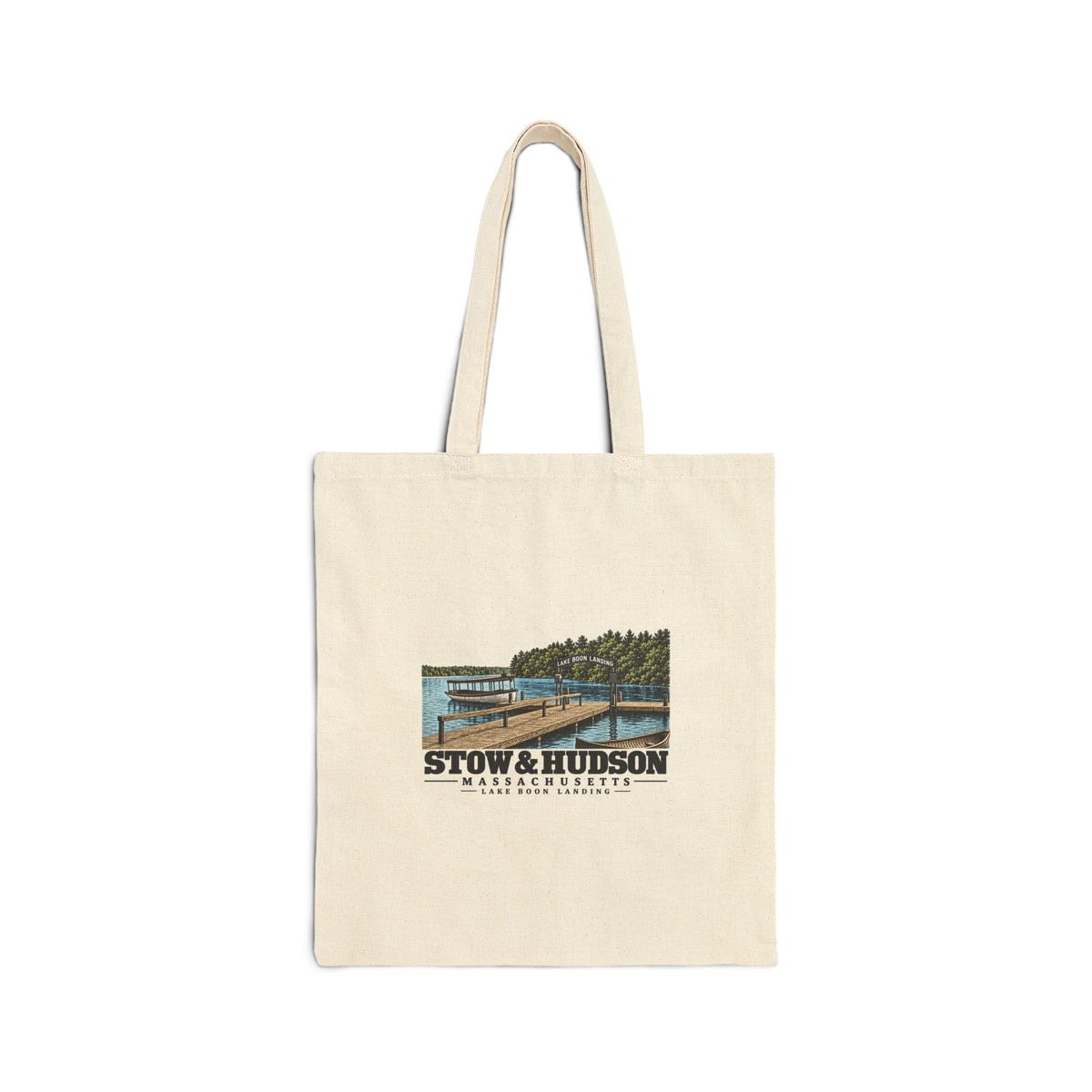 Lake Boon Landing Natural + Black Heavy Canvas Tote - Assabet Valley Goods