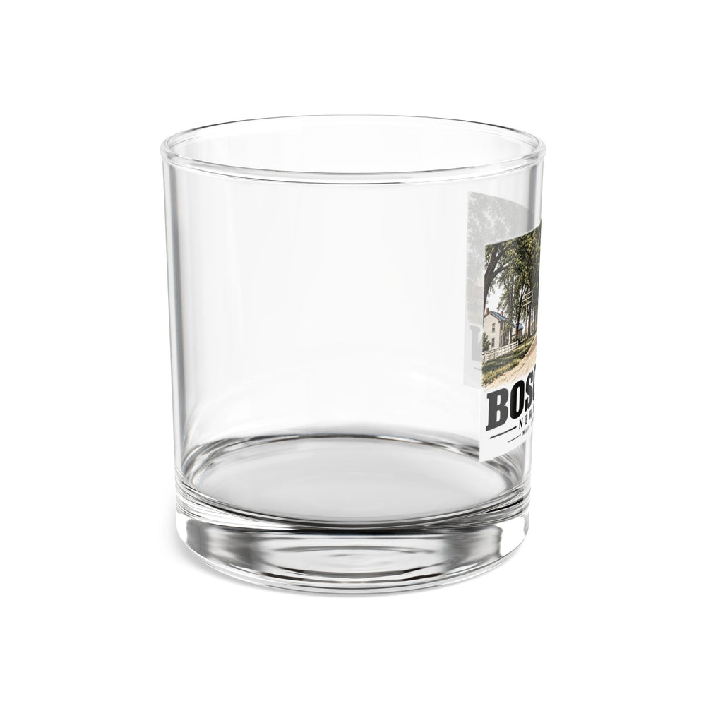Main Street looking north, Boscawen illustration on 10 oz rocks glass — right side view