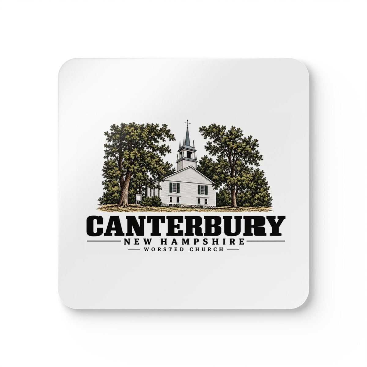 Canterbury Worsted Church and Hill’s Tavern Cork Back Coaster Set - Merrimack Valley Goods
