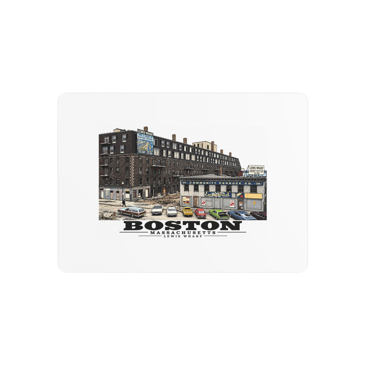 Lewis Wharf 7 × 5 in Horizontal Metal Wall Art - Boston Harbor