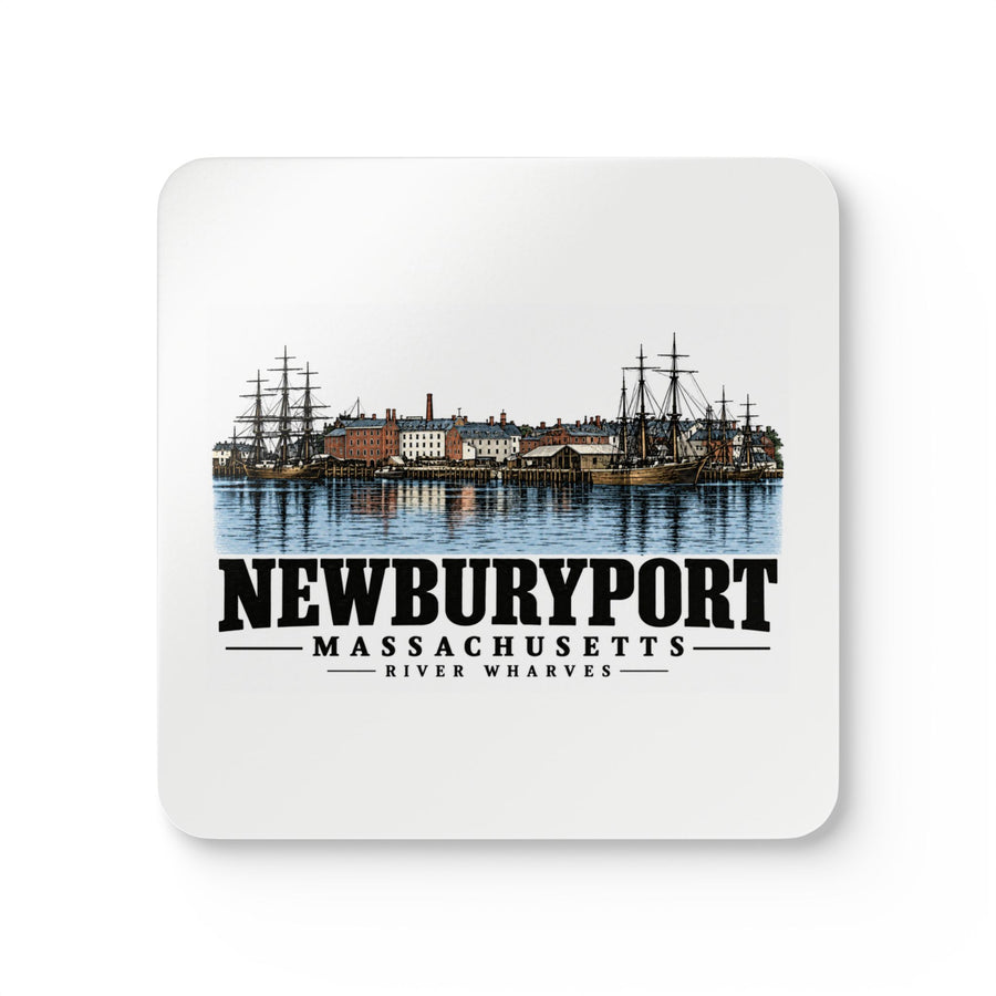 Newburyport River wharves and sailing vessels, 1864 Cork Back Coaster Set - Merrimack Valley Goods