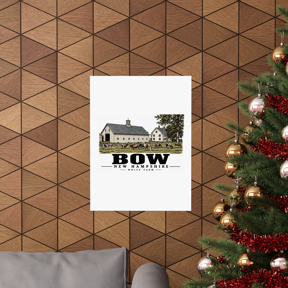 18 x 24 room view of White Farm Jersey herd and barns matte poster, Bow, New Hampshire.