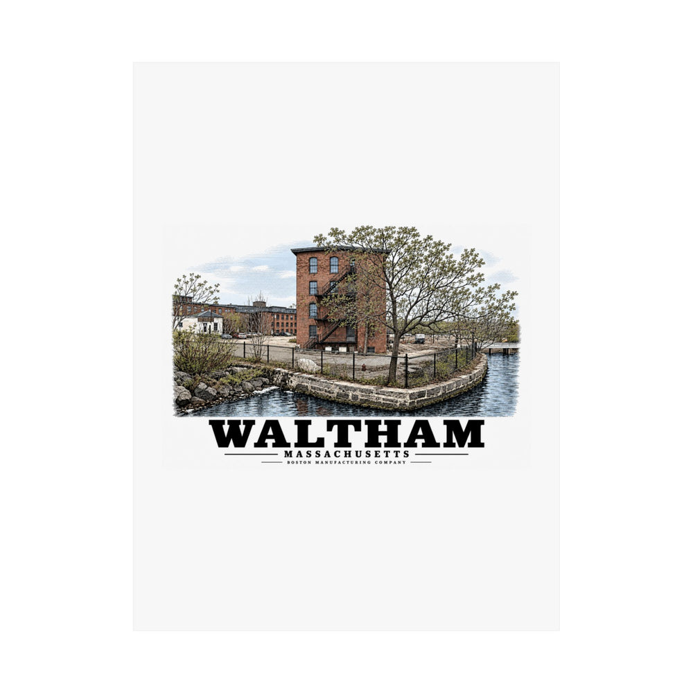 Illustrated Boston Manufacturing Company in Waltham on unframed matte poster
