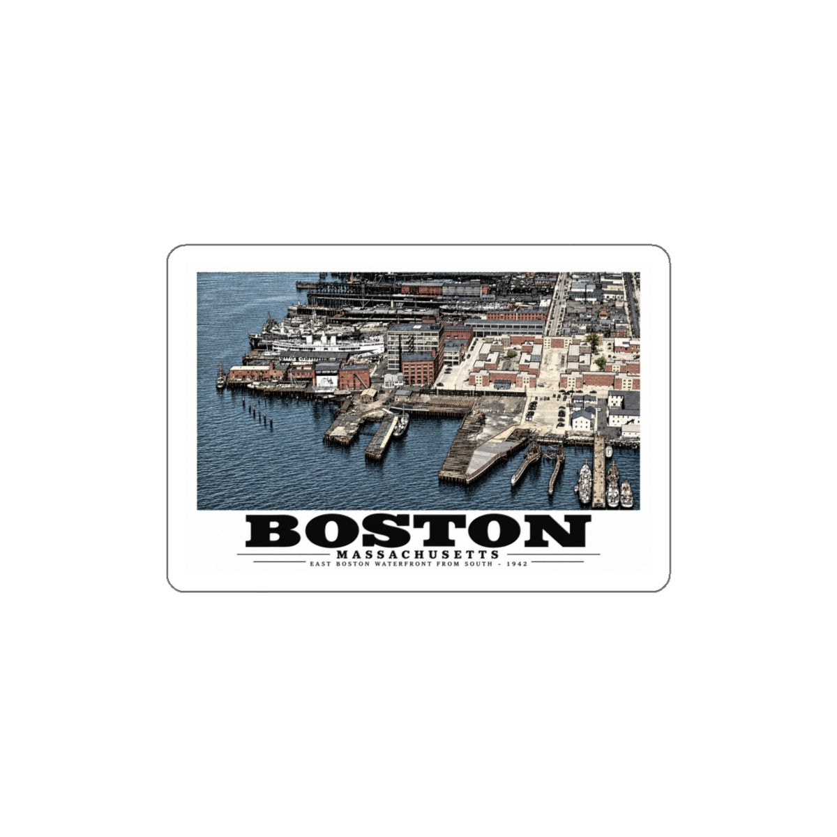 Maritime Coal Co., East Boston, MA -from South 1000 ft. 4 in White Die-Cut Sticker - Boston Harbor