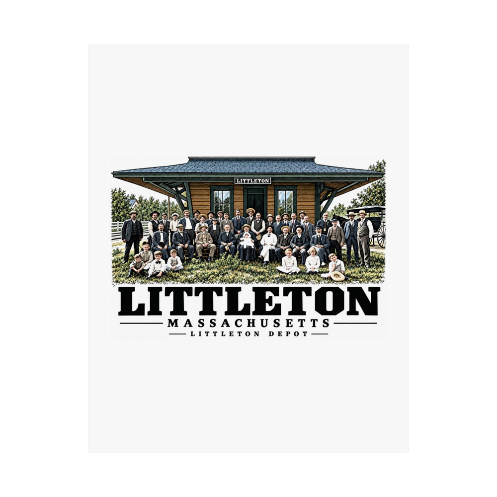 Illustrated Littleton Depot in Littleton on unframed matte poster