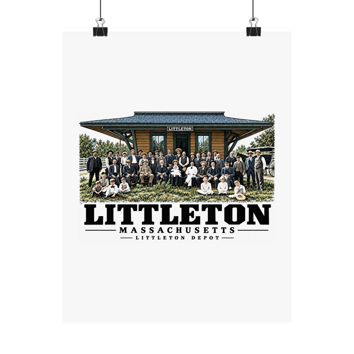 Illustrated Littleton Depot in Littleton on unframed matte poster