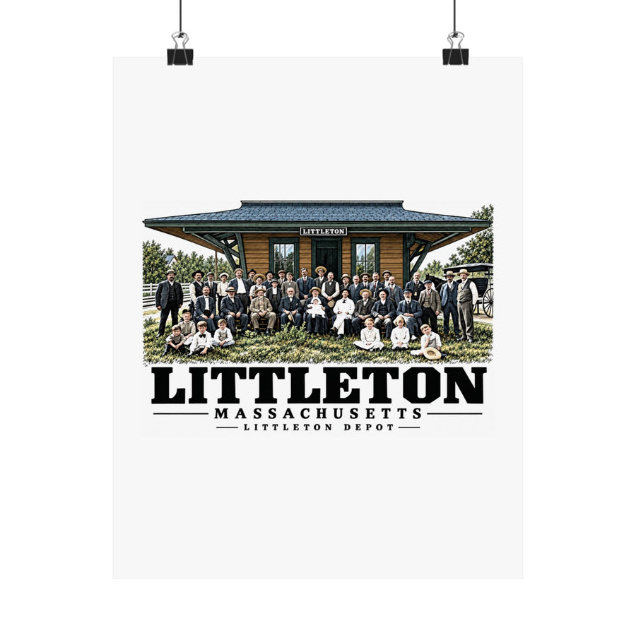 Illustrated Littleton Depot in Littleton on unframed matte poster