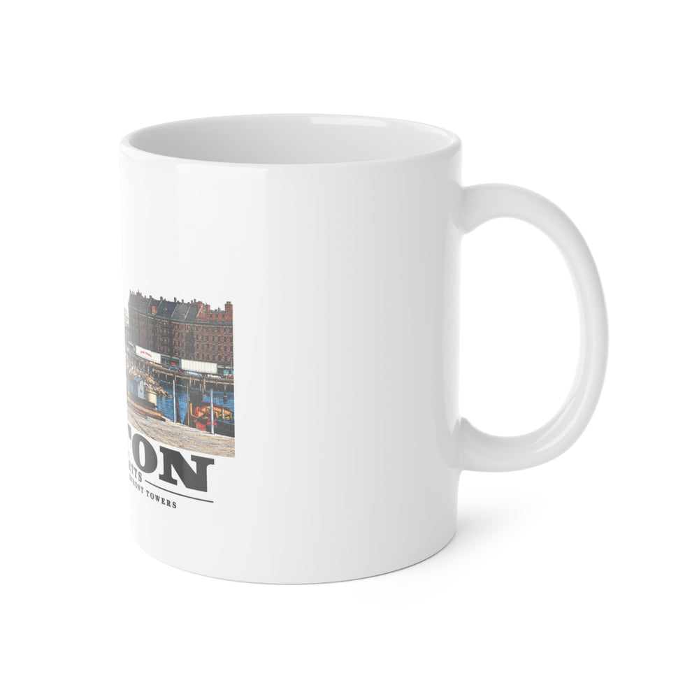Commercial Wharf with new buildings 11 oz White Ceramic Mug - Boston Harbor