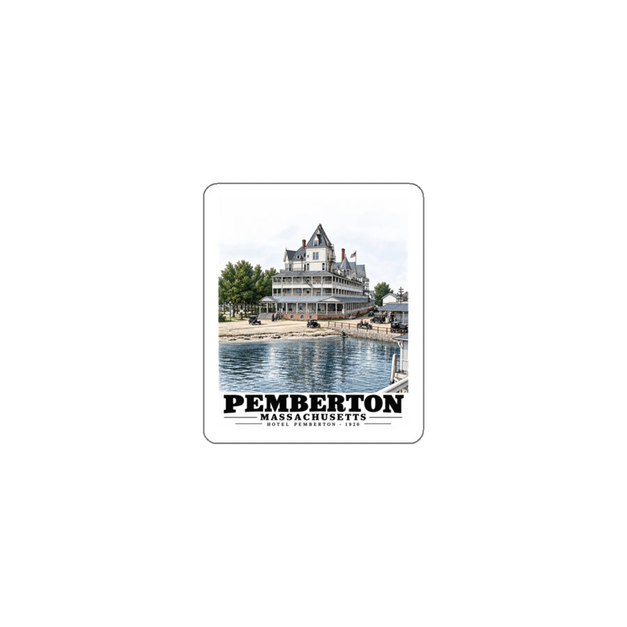 Hotel Pemberton, Nantasket 4 in White Die-Cut Sticker - Boston Harbor