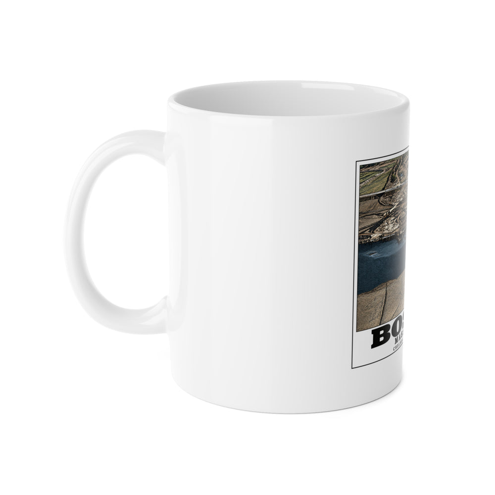 Shoreline, Chelsea Creek, East Boston, MA, Low Tide, Oil Storage 11 oz White Ceramic Mug - Boston Harbor