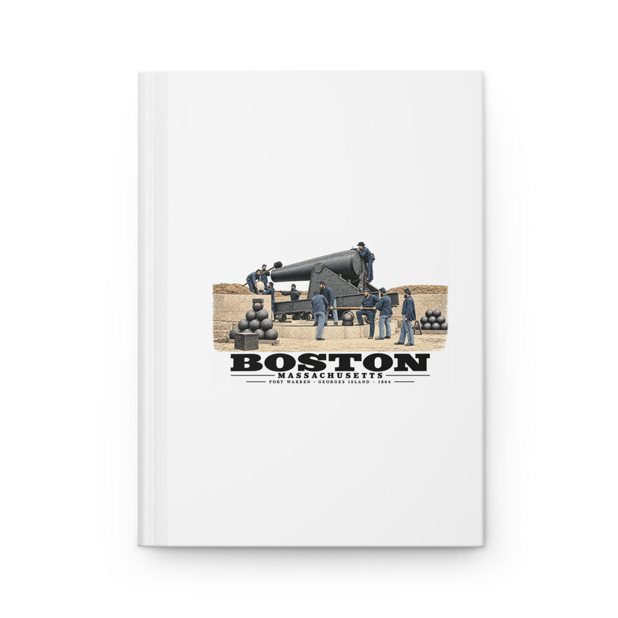 View of the 15 inch gun, Fort Warren, 1864 Matte Hardcover Journal - Boston Harbor