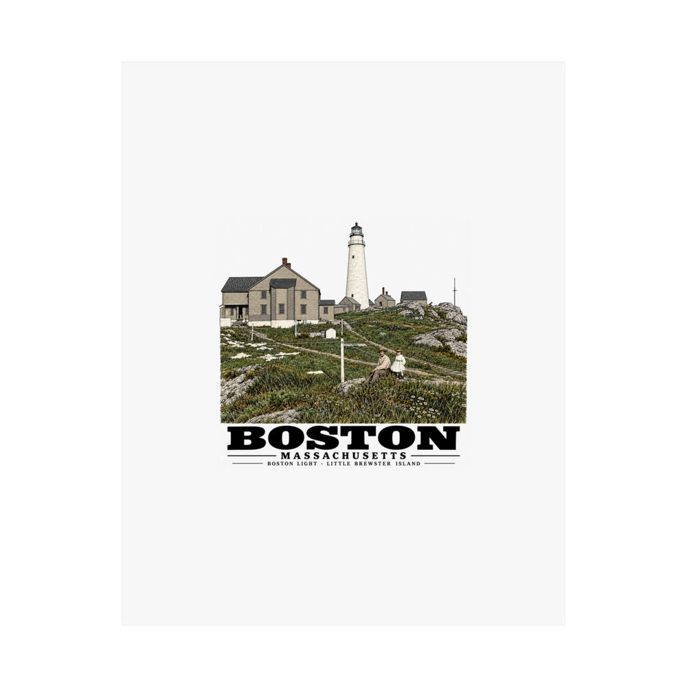 Boston Lower Light and Little Brewster, East Matte Heritage Poster — 11 × 14 and 18 × 24 in - Boston Harbor