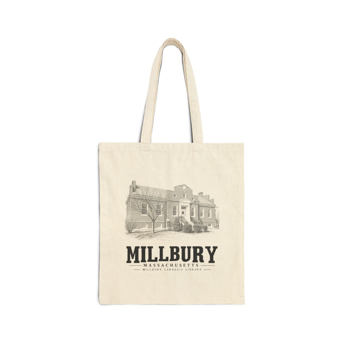 Millbury Carnegie Library Heavy Canvas Tote - Natural - front product view