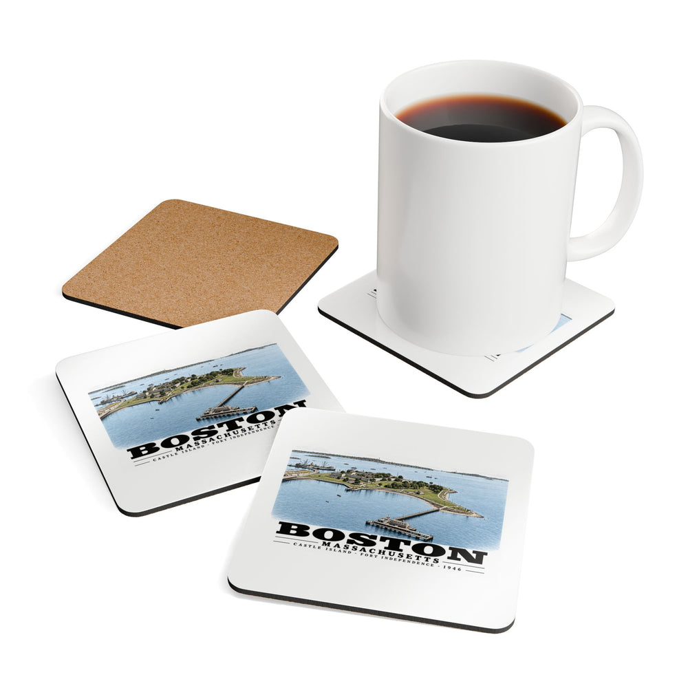 Castle Island, Boston Cork Back Coaster Set - Boston Harbor