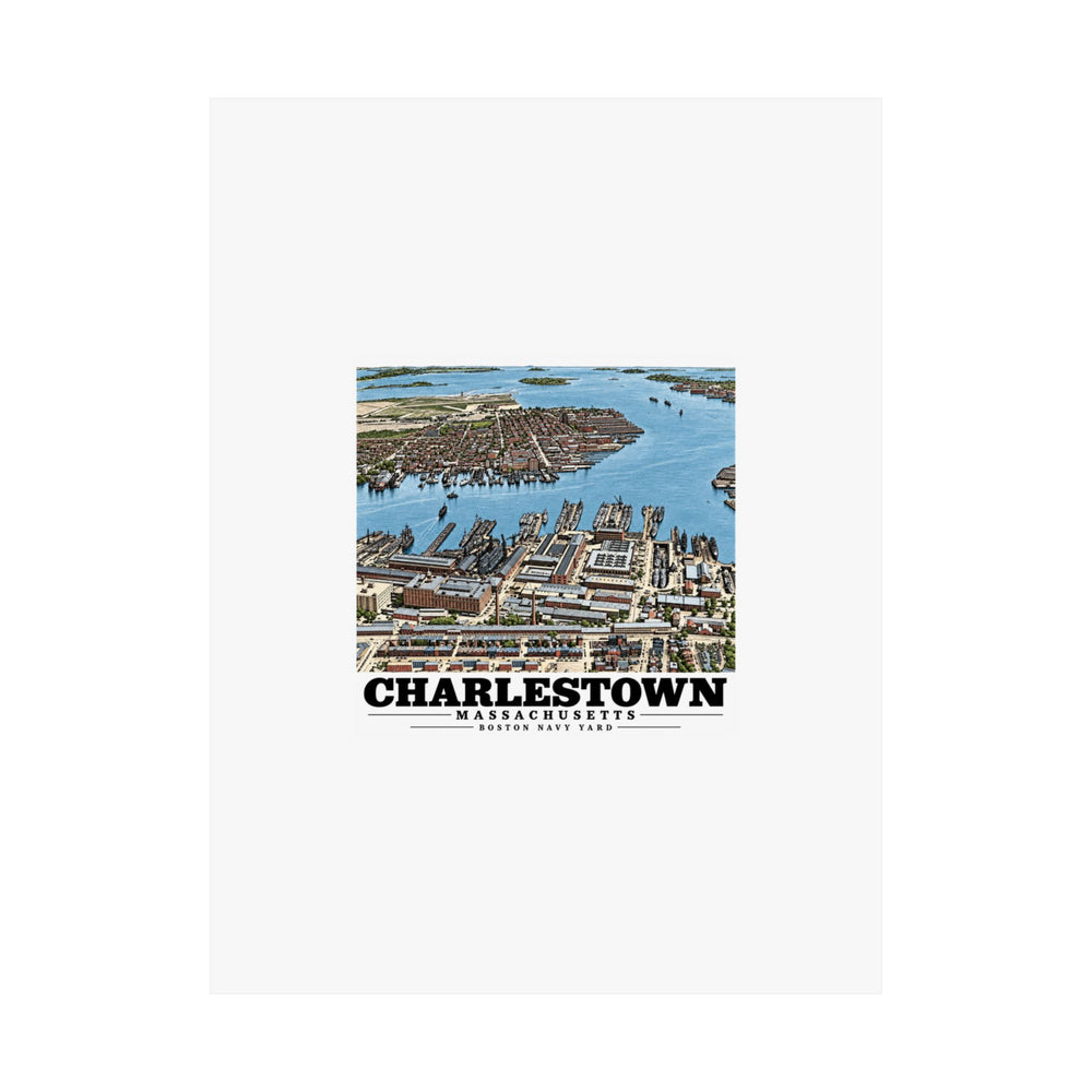 Illustrated Charlestown Navy Yard from the Harbor in Charlestown on unframed matte poster