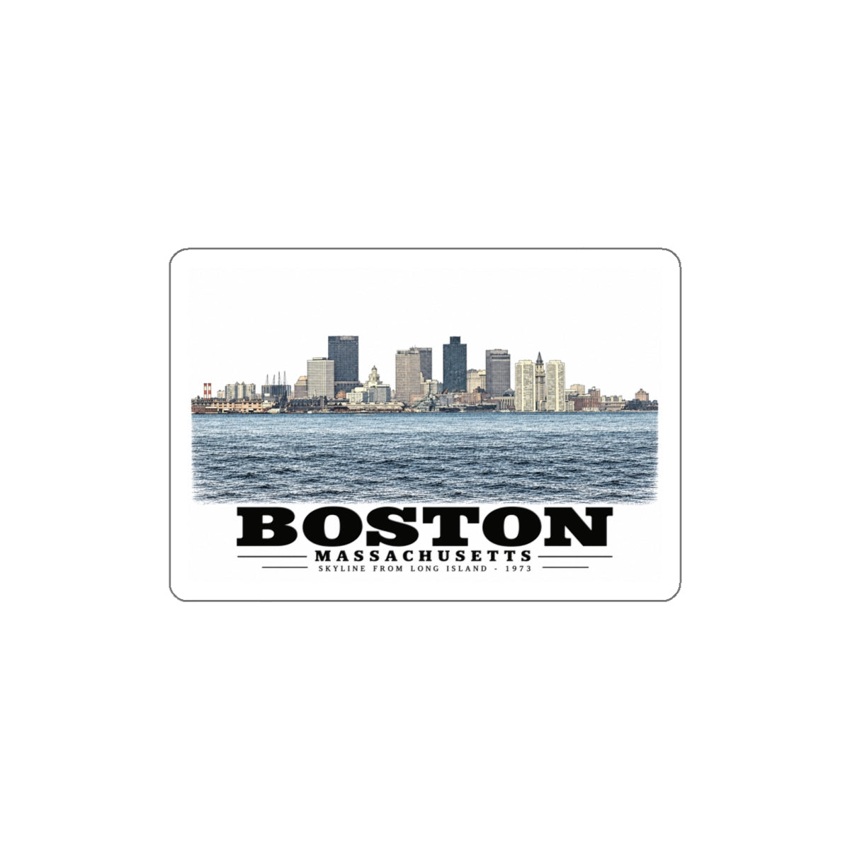 Skyline from near Long Island 4 in White Die-Cut Sticker - Boston Harbor