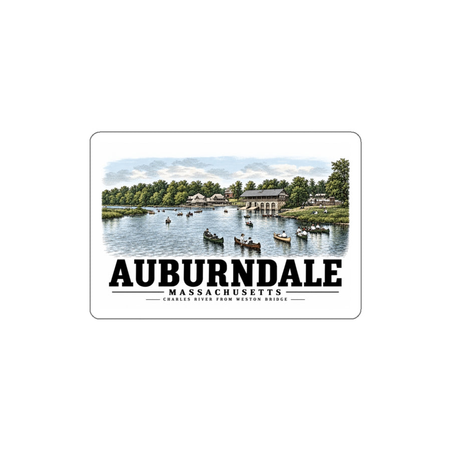 The Charles River from Weston Bridge, Auburndale, Mass. 4 in White Die-Cut Sticker - Charles River
