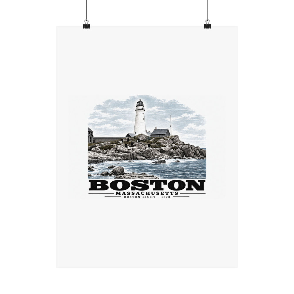 Boston Light, Boston Harbor, Mass. Matte Heritage Poster — 11 × 14 and 18 × 24 in - Boston Harbor