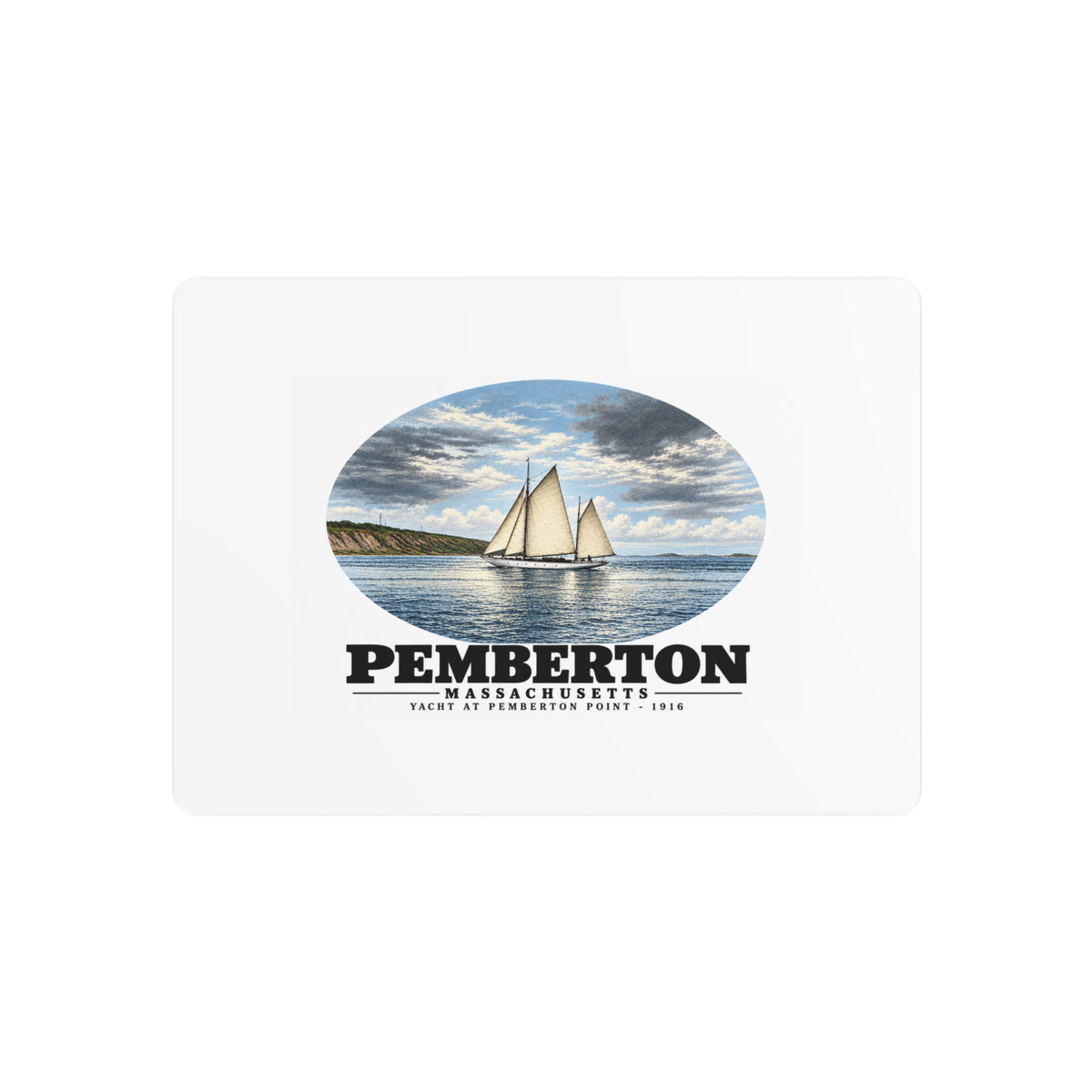 Yacht, Pemberton Hull 7 × 5 in Horizontal Metal Wall Art - Boston Harbor