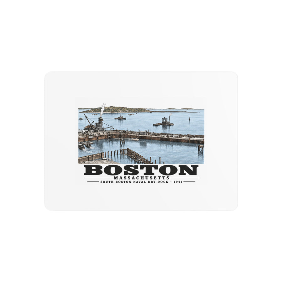 South Boston Dry Dock Area April 16-41 from roof of elevator shaft SE 7 × 5 in Horizontal Metal Wall Art - Boston Harbor