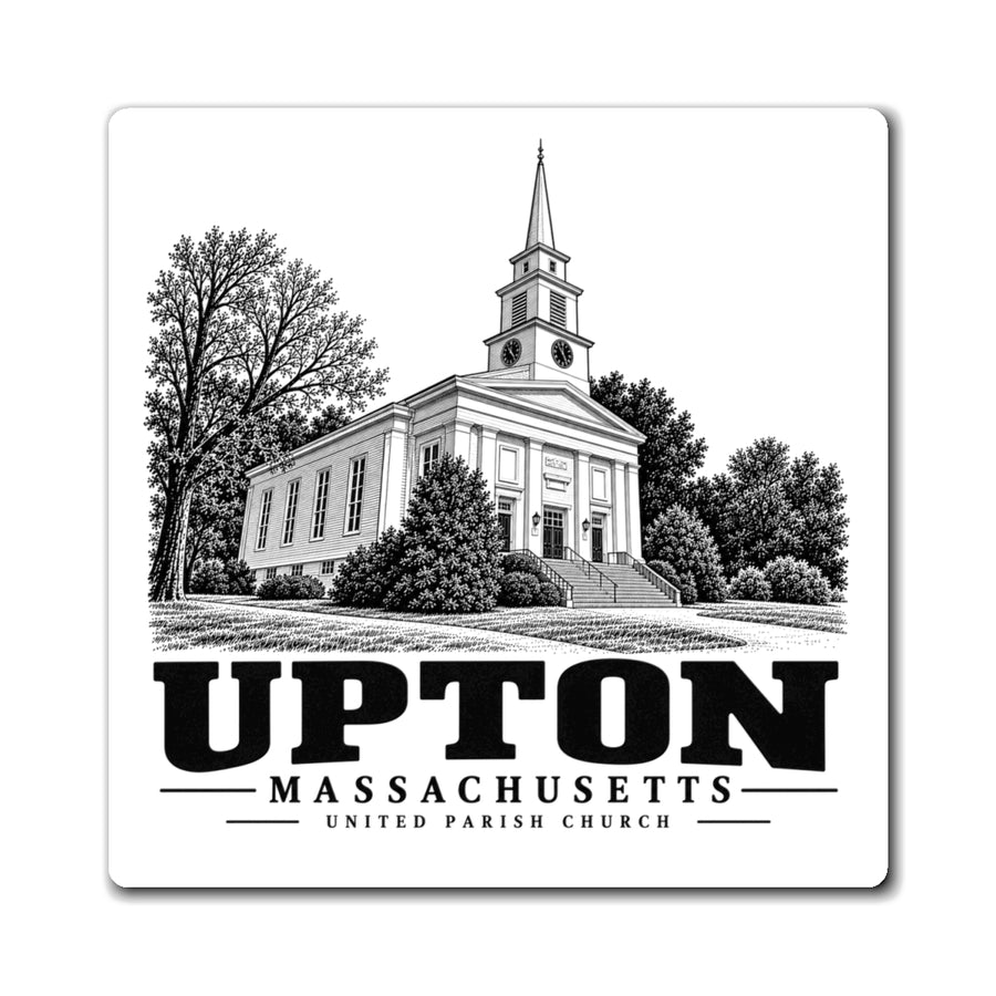 Upton United Parish Church artwork on a 4-inch square magnet, front view