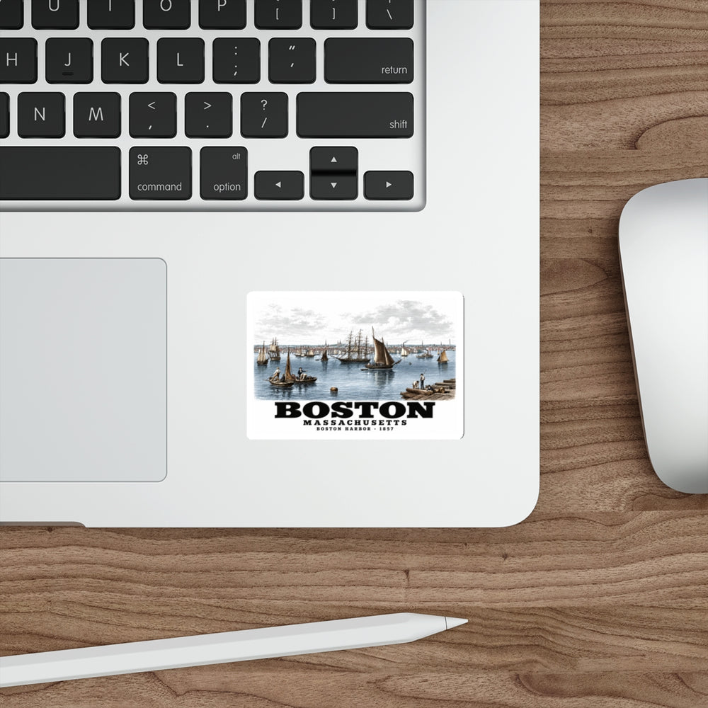Boston 4 in White Die-Cut Sticker - Boston Harbor