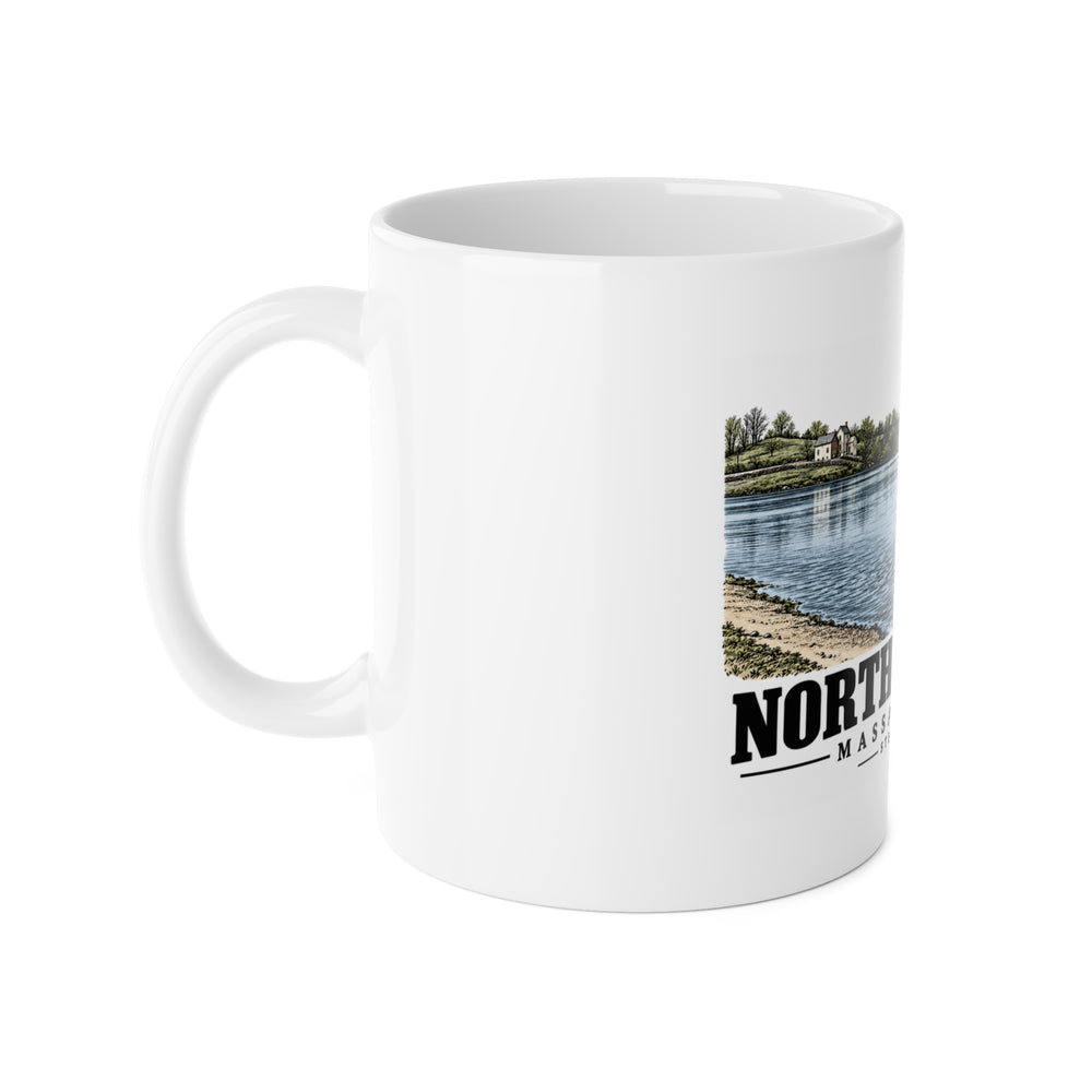 North Andover View at the Stevens Mill, North Andover 11 oz White Ceramic Mug - Merrimack Valley Goods