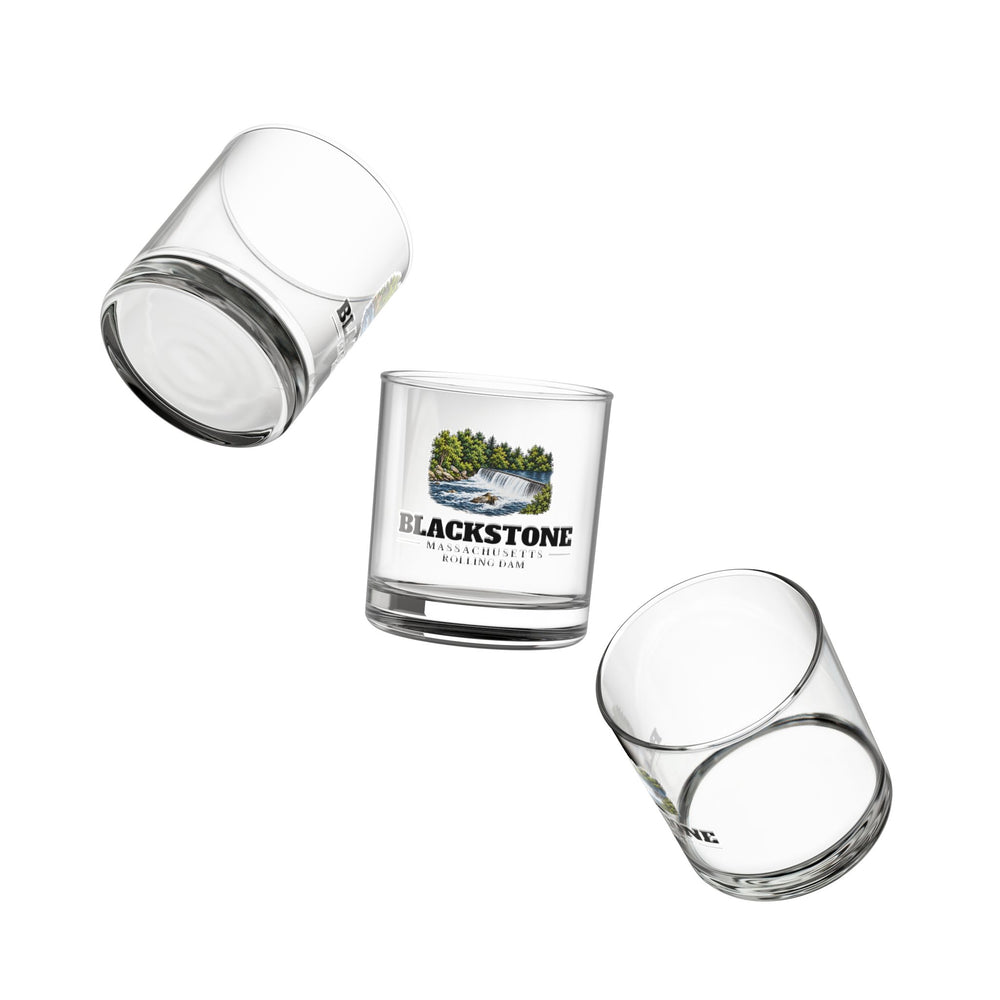 Angled view of Blackstone Rolling Dam 10 oz Rocks Glass