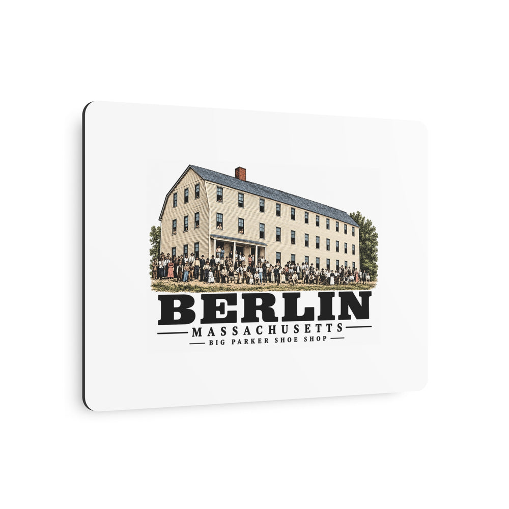 Illustrated Big Parker Shoe Shop in Berlin on metal art sign