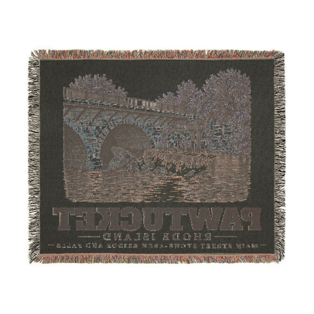 Main Street Stone-Arch Bridge and Falls — Pawtucket, Rhode Island woven blanket, product view 3