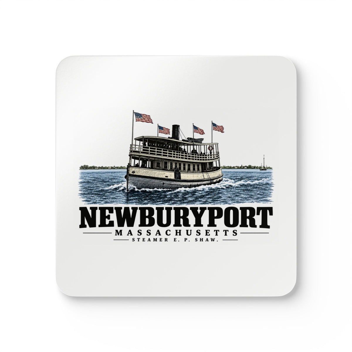 Newburyport Steamer E. P. Shaw Cork Back Coaster Set - Merrimack Valley Goods