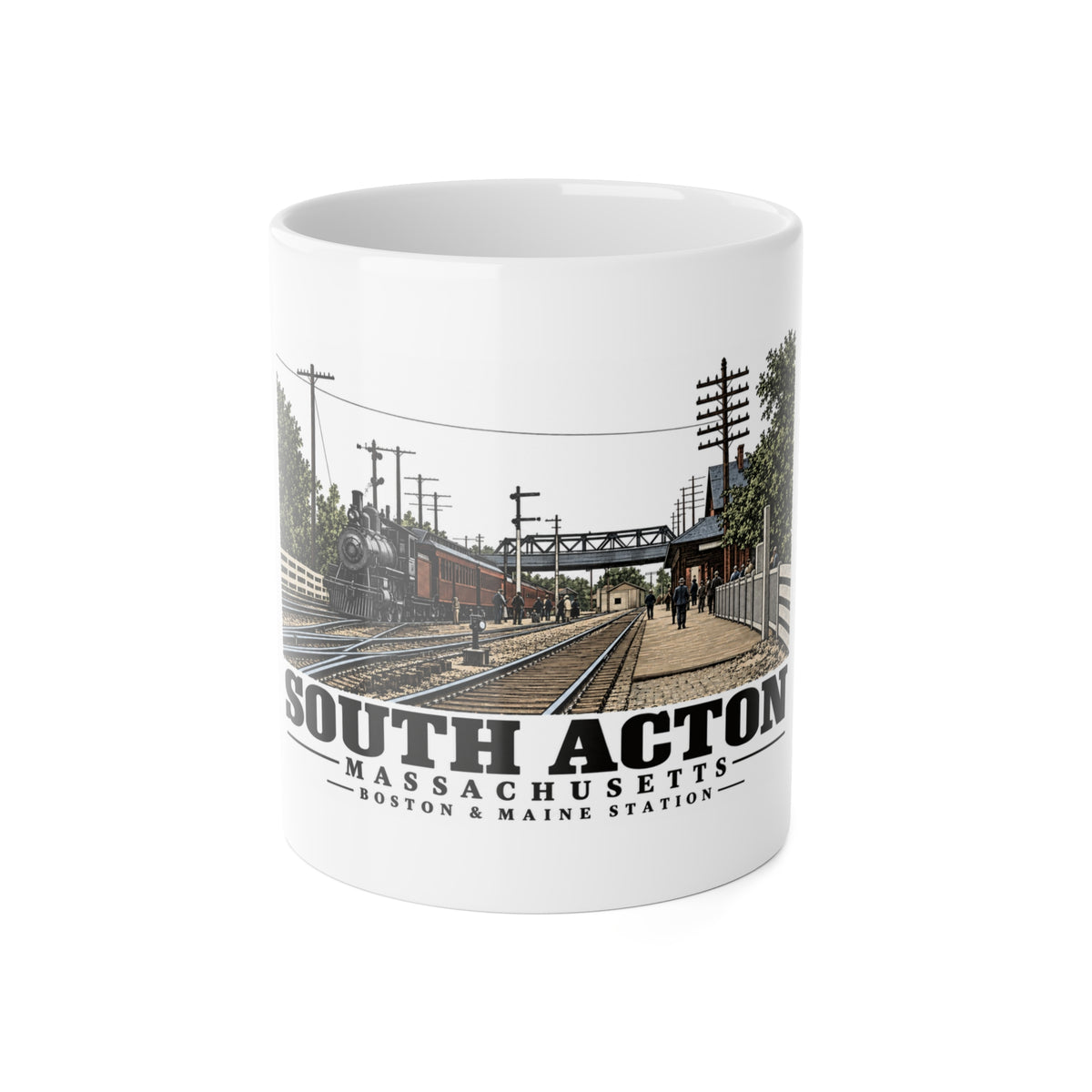 Illustrated Boston & Maine Station in South Acton on ceramic mug