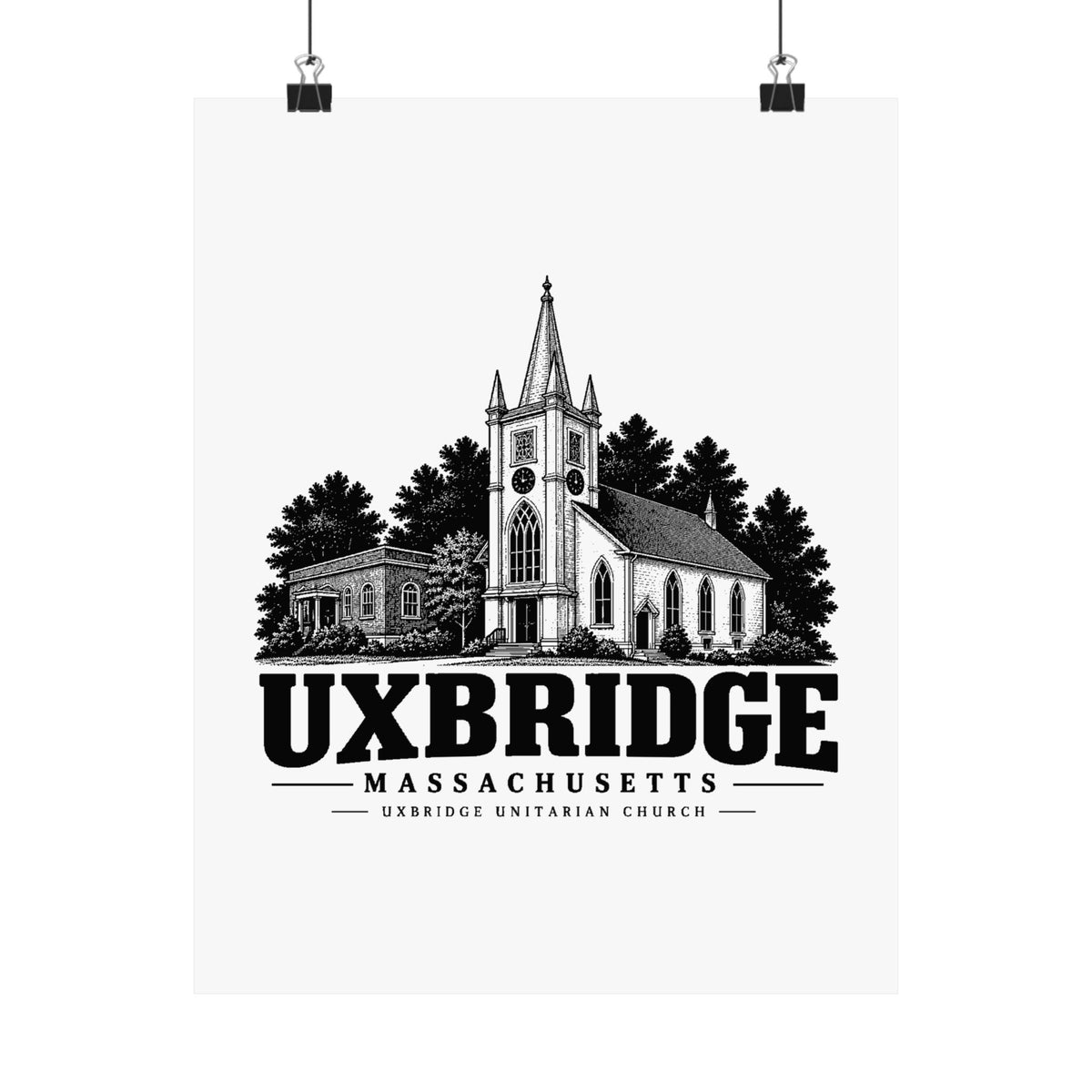 Uxbridge Unitarian Church Matte Heritage Poster product mockup