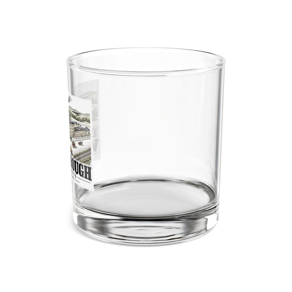Illustrated National Straw Works in Westborough on rocks glass