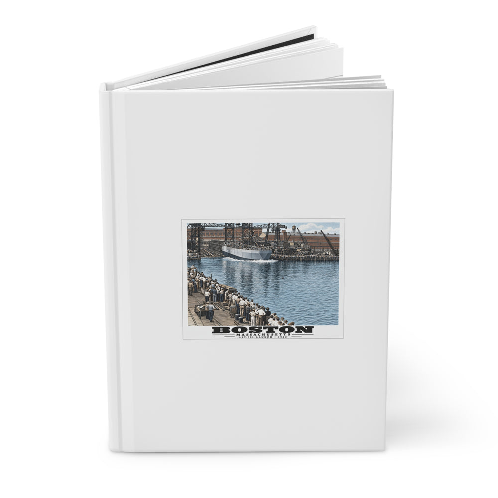 Illustrated LST-301 at Boston Navy Yard in Charlestown on matte hardcover journal