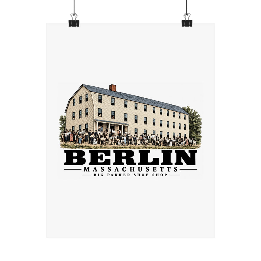 Illustrated Big Parker Shoe Shop in Berlin on unframed matte poster