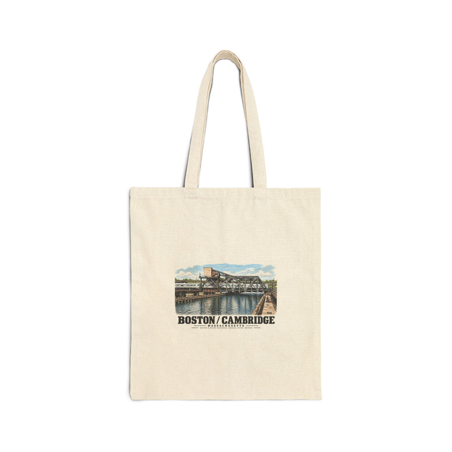 1.  GENERAL VIEW SHOWING BRIDGE IN 'CLOSED' POSITION - Boston & Maine Railroad, Charles River Bridges, Charles River, North Station vicinity, Boston, Suffolk County, MA Natural Heavy Canvas Tote -...