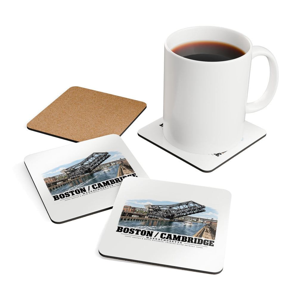 2.  GENERAL VIEW SHOWING BRIDGE IN OPEN POSITION - Boston & Maine Railroad, Charles River Bridges, Charles River, North Station vicinity, Boston, Suffolk County, MA Cork Back Coaster Set - Charles...