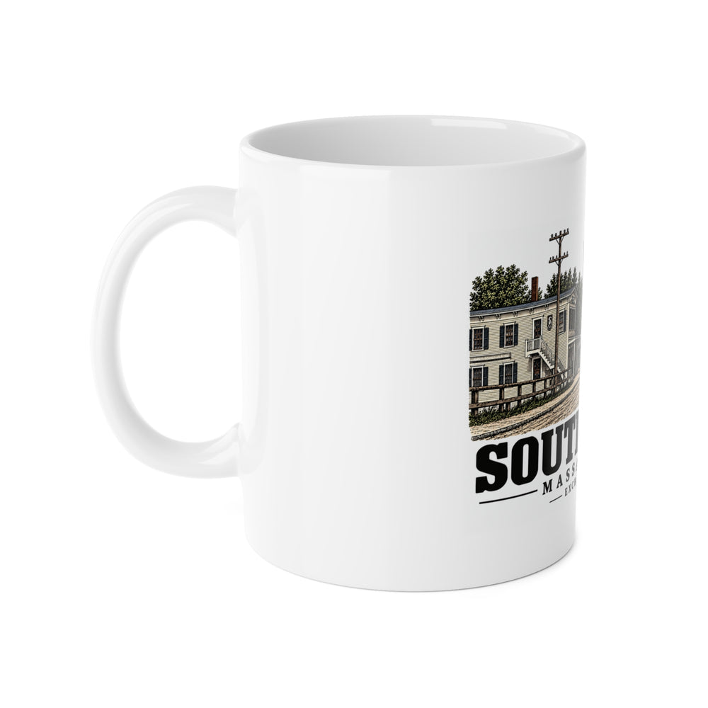 Illustrated Exchange Square in South Acton on ceramic mug