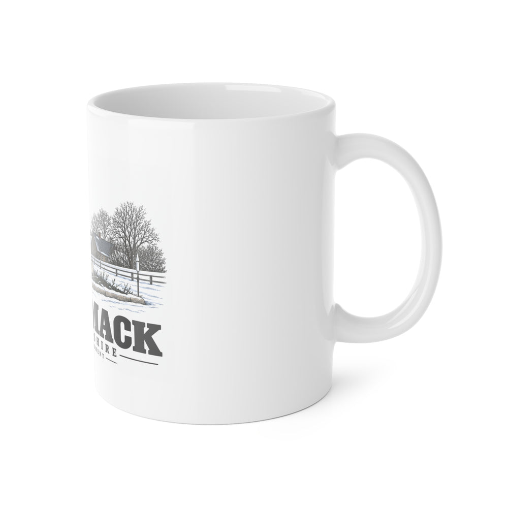 Merrimack The Thornton Monument, winter scene 11 oz White Ceramic Mug - Merrimack Valley Goods