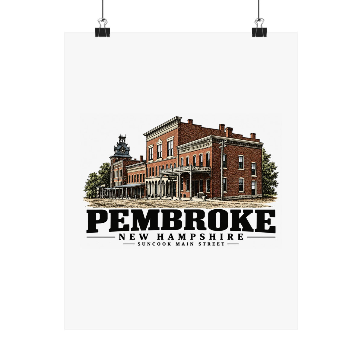 11 x 14 front of Suncook Main Street Clocktower matte poster, Pembroke, New Hampshire.