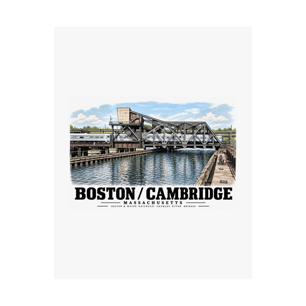 1.  GENERAL VIEW SHOWING BRIDGE IN 'CLOSED' POSITION - Boston & Maine Railroad, Charles River Bridges, Charles River, North Station vicinity, Boston, Suffolk County, MA Matte Heritage Poster — 11 × 14...