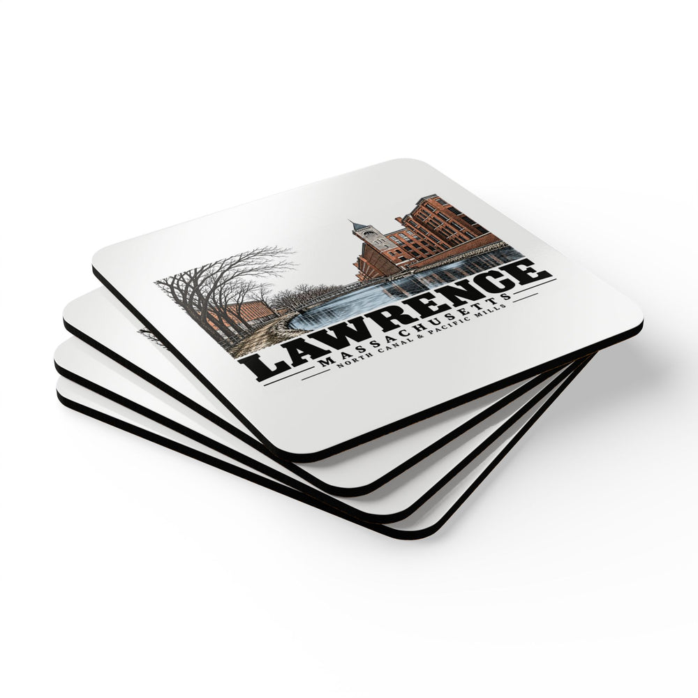 Lawrence North Canal and Pacific Mills Cork Back Coaster Set - Merrimack Valley Goods